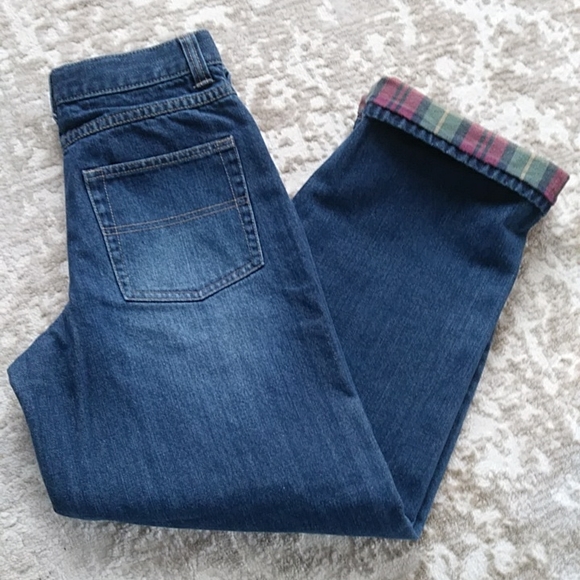L.L. Bean Other - L.L. Bean Plaid Flannel Lined Adjustable Waist Jeans Size Boys 16